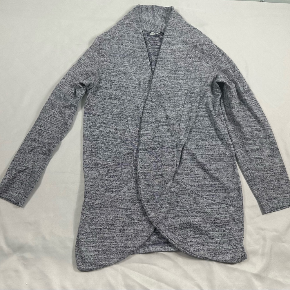 Gray Open Front Cardigan